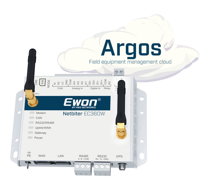Ewon Netbiter EC360W med bedre Argos interface til cloud'en og ny mobilapp